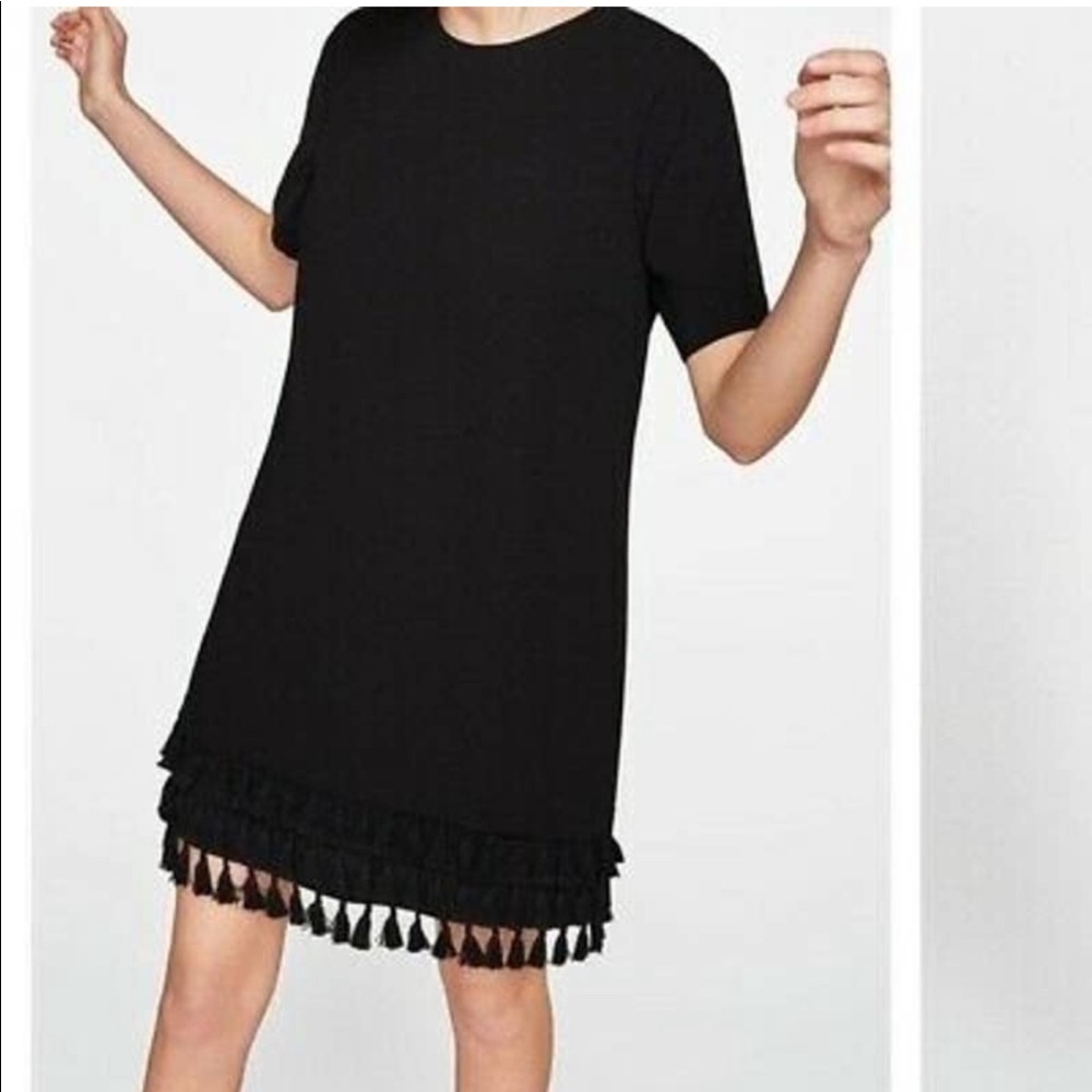 Zara Black Fringe Dress